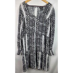 Wrangler Retro Women's Dress Size XL Black & White Long Balloon Sleeve Dress